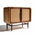 Wooden storage cabinet with ribbed doors and tapered legs 100 x 50 x 80cm