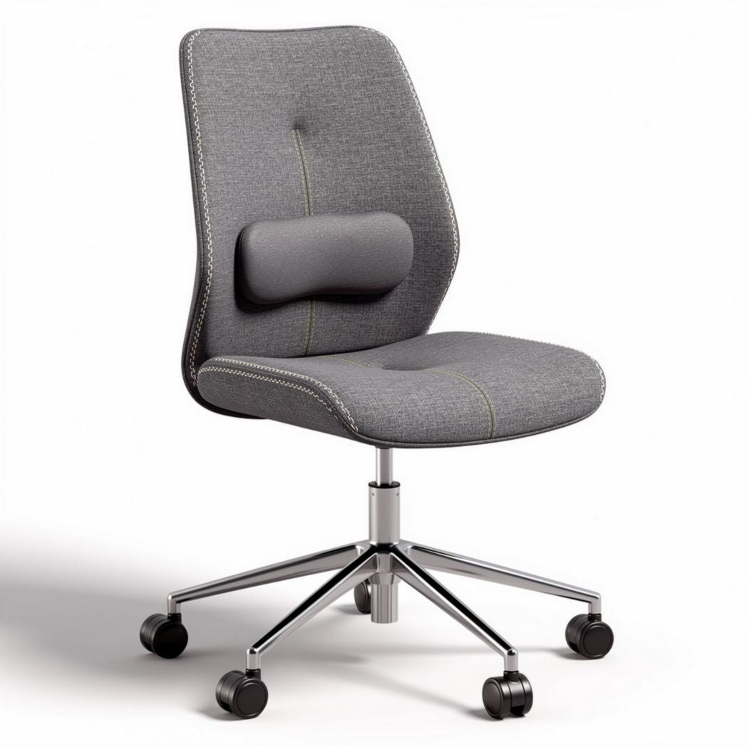 Task chair with adjustable height and lumbar support in grey fabric 60 x 60 x 90cm