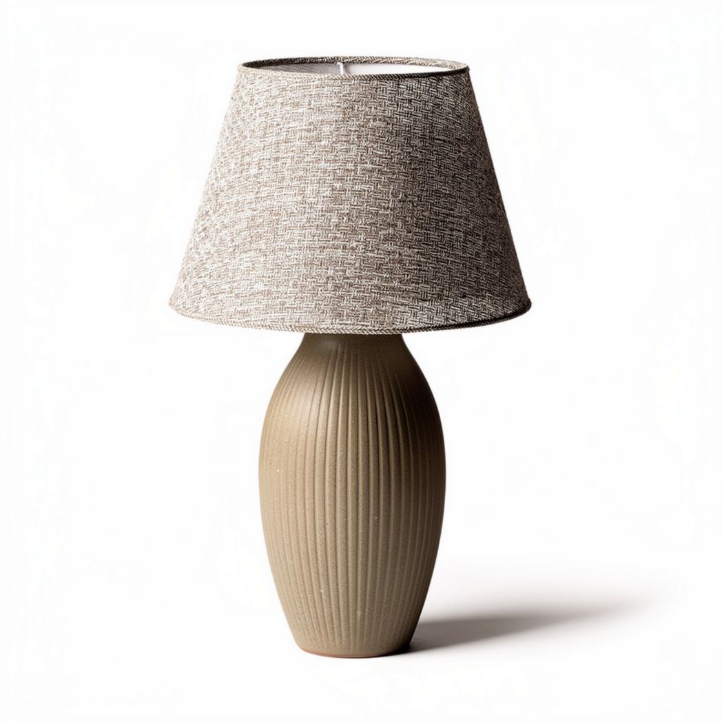 Ceramic table lamp with fabric shade in beige 30 x 30 x 50cm