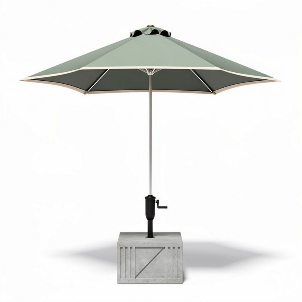 Outdoor patio umbrella with aluminum frame and concrete base 250 x 250 x 250cm green canopy
