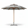 Outdoor patio umbrella with wooden frame and gray canopy 250 x 250 x 250cm