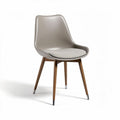 Plastic dining chair with wooden legs and cushioned seat in gray 45 x 50 x 85cm