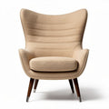 Mid-century modern accent chair in beige fabric with wooden legs 80 x 75 x 100cm