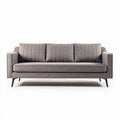 Three-seater fabric sofa in gray with ribbed detailing 180 x 85 x 80cm