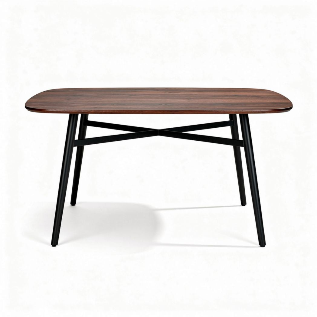 Rectangular dining table in dark wood finish with metal legs 120 x 60 x 75cm