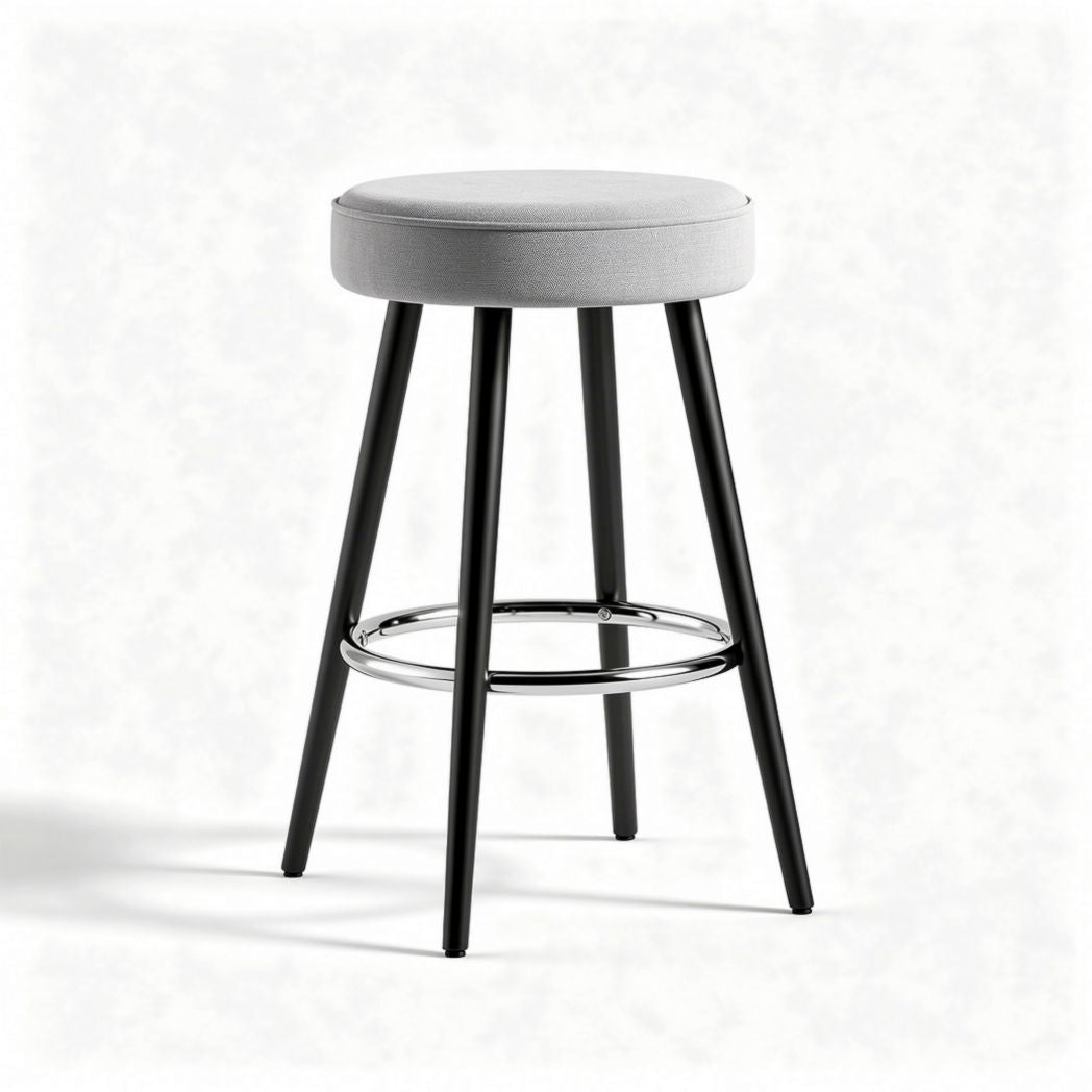 Counter stool with gray fabric seat and metal legs 45 x 45 x 75cm